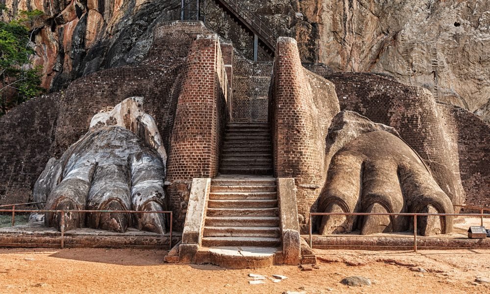 Lion paws pathway on Sigiriya rock, Sri Lanka